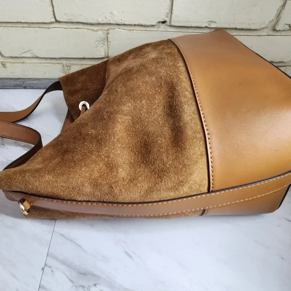 Nwot Michael Kors Cary Brown Suede & Leather w/Pouch Crossbody Bag Purse